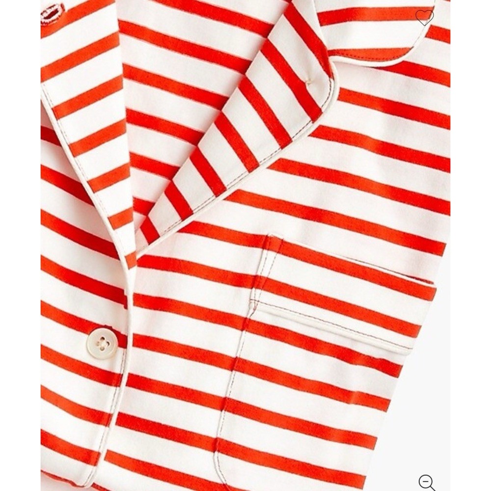 J.Crew Dreamy Short-sleeve Cotton Pajama Shirt Only Large Red & White Stripes